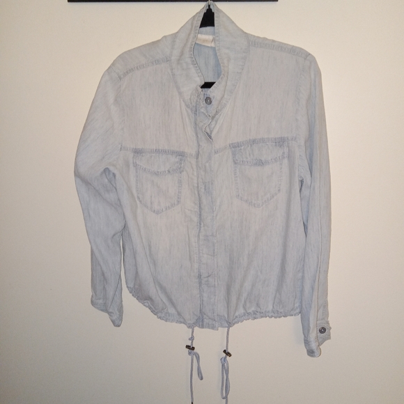 Chicos Blue Linen Blend Jacket 2 Large - Picture 3 of 8